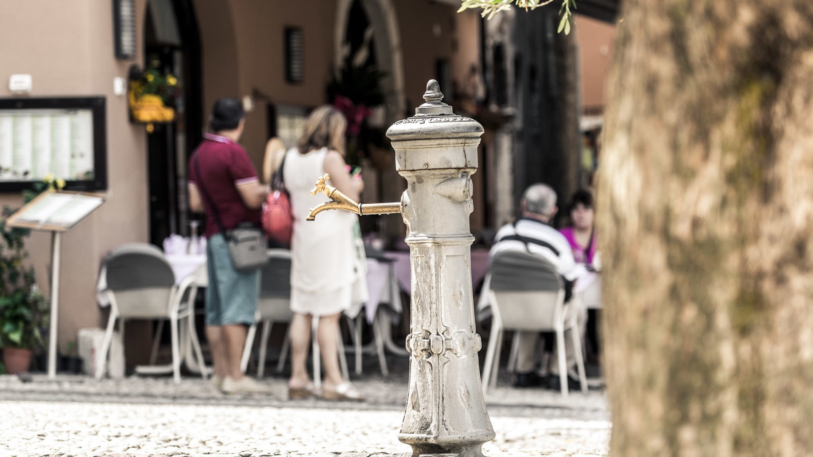 Bar Pizzeria Ristorante La Pace al Porto vecchio di Malcesine fontanella